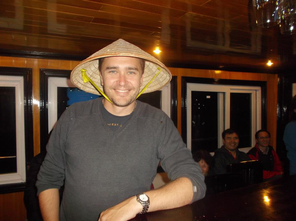 Handsome guy wear Vietnam traditional hat